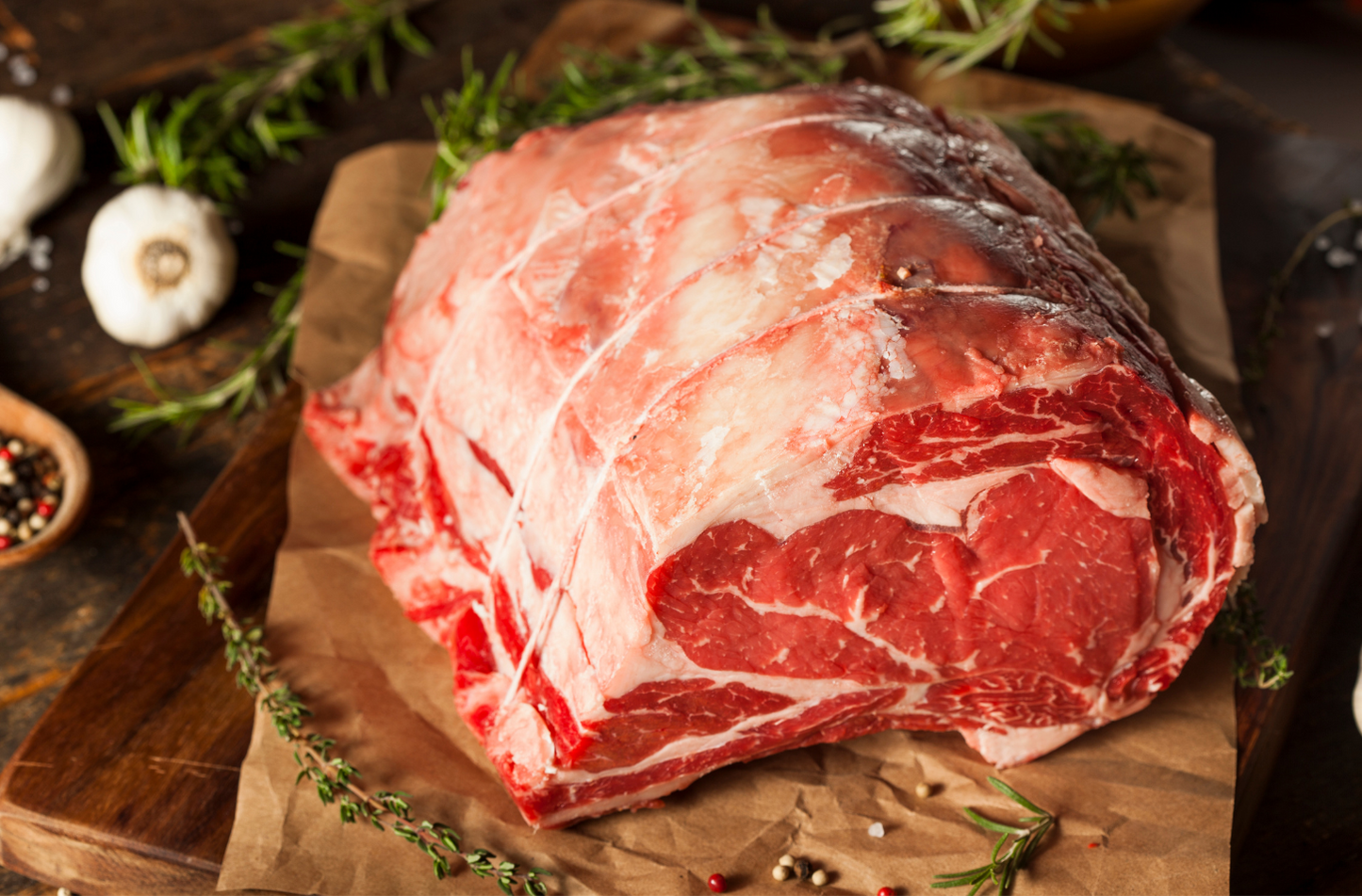 AGED CAB PRIME RIB SLAB, CHOICE GRADE